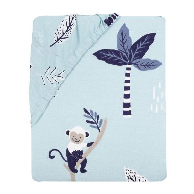 Lambs & Ivy Jungle Party 100% Cotton Monkey/Palm Tree Fitted Crib Sheet Image 2