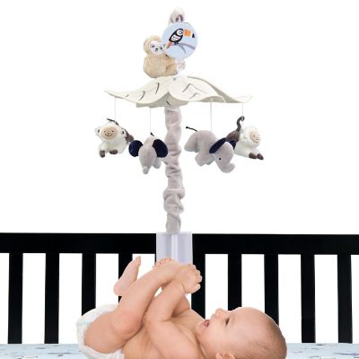 Lambs & Ivy Jungle Party Gray Animals Musical Baby Crib Mobile Soother Toy Image 1