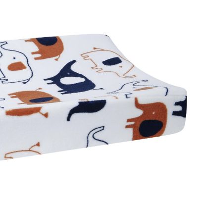 Lambs & Ivy Playful Elephant White/Blue Baby/Infant Changing Pad Cover Image 1