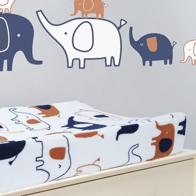 Lambs & Ivy Playful Elephant White/Blue Baby/Infant Changing Pad Cover Image 2
