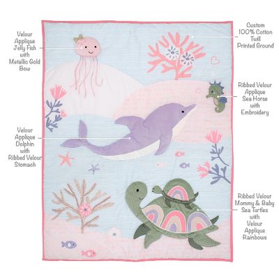 Lambs and Ivy Sea Dreams 3-Piece Dolphin Turtle Nautical Baby Crib Bedding Set Image 2