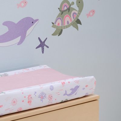 Lambs and Ivy Sea Dreams Dolphin Turtle Underwater Nautical Changing Pad Cover Image 3