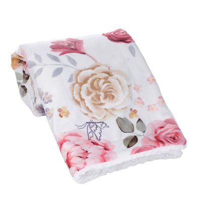 Lambs & Ivy Secret Garden Ultra-Soft Fleece/Minky Floral Baby Blanket Image 3