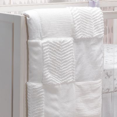 Lambs & Ivy Signature White Luxury Textured Patchwork Crib/Toddler Quilt Image 2