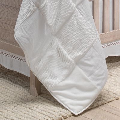 Lambs & Ivy Signature White Luxury Textured Patchwork Crib/Toddler Quilt Image 3