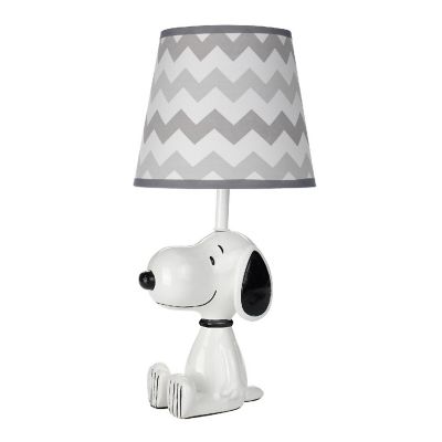 Lambs & Ivy Snoopy Lamp with Shade & Bulb - White/Black/Gray Image 1