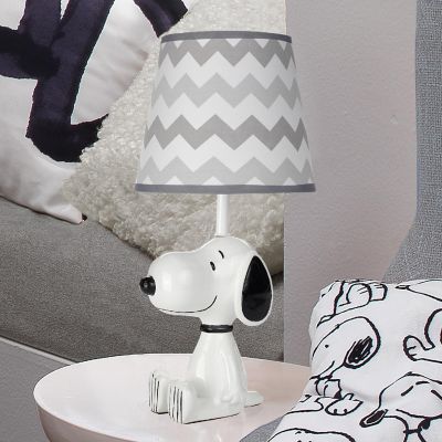 Lambs & Ivy Snoopy Lamp with Shade & Bulb - White/Black/Gray Image 2