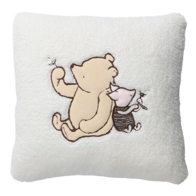 Lambs &amp; Ivy Storytime Pooh Soft Faux Shearling Nursery Throw Pillow - Cream Image 1