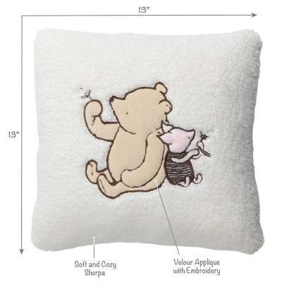 Lambs &amp; Ivy Storytime Pooh Soft Faux Shearling Nursery Throw Pillow - Cream Image 3
