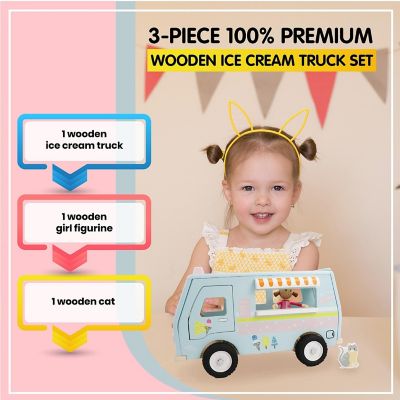 L&F Wooden Ice Cream Van Truck w/doll 3-Piece Set 3yrs+ Image 3