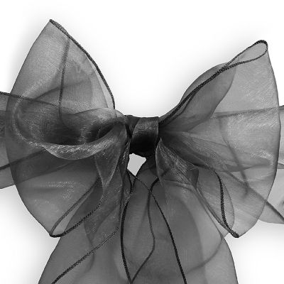 Lann's Linens 10 Organza Wedding Chair Cover Bow Sashes - Ribbon Tie Back Sash - Black Image 1