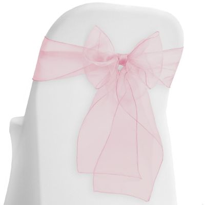 Lann's Linens 10 Organza Wedding Chair Cover Bow Sashes - Ribbon Tie Back Sash - Pink Image 1