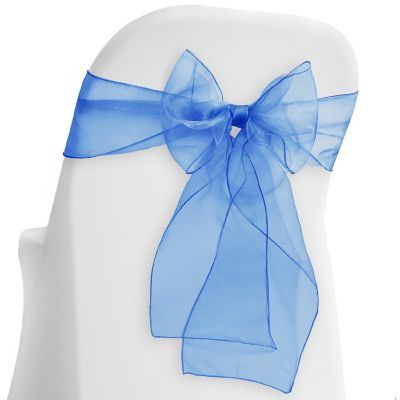 Lann's Linens 10 Organza Wedding Chair Cover Bow Sashes - Ribbon Tie Back Sash - Royal Blue Image 1