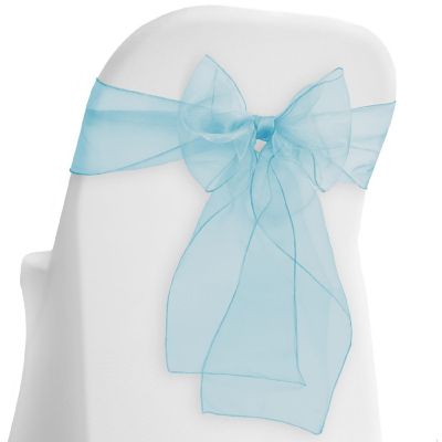 Lann's Linens 10 Organza Wedding Chair Cover Bow Sashes - Ribbon Tie Back Sash - Turquoise Image 1