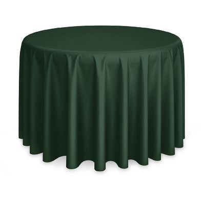 Lann's Linens 10 Pack 120" Round Wedding Banquet Polyester Fabric Tablecloths - Hunter Green Image 1