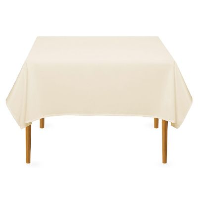 Lann's Linens 10 Pack 54" Square Wedding Banquet Polyester Fabric Tablecloths - Ivory Image 1