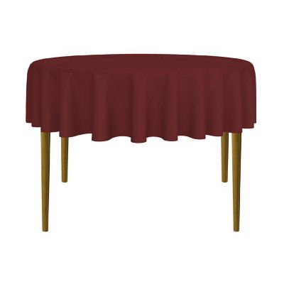 Lann's Linens 10 Pack 70" Round Wedding Banquet Polyester Fabric Tablecloths - Burgundy Image 1