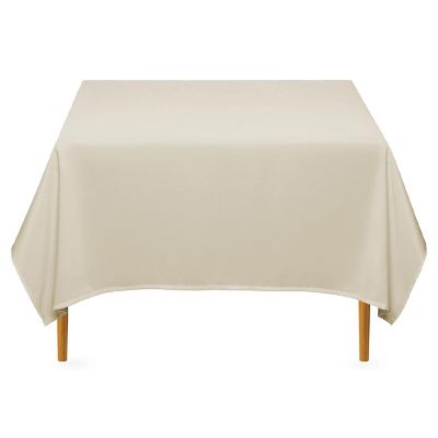 Lann's Linens 10 Pack 70" Square Wedding Banquet Polyester Fabric Tablecloth - Beige Image 1