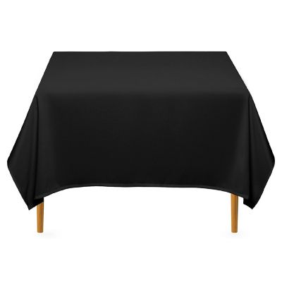 Lann's Linens 10 Pack 70" Square Wedding Banquet Polyester Fabric Tablecloth - Black Image 1