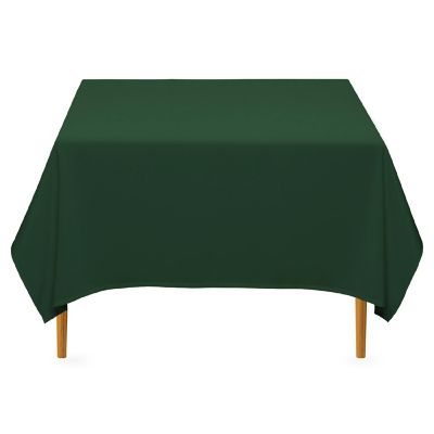 Lann's Linens 10 Pack 70" Square Wedding Banquet Polyester Fabric Tablecloth - Hunter Green Image 1
