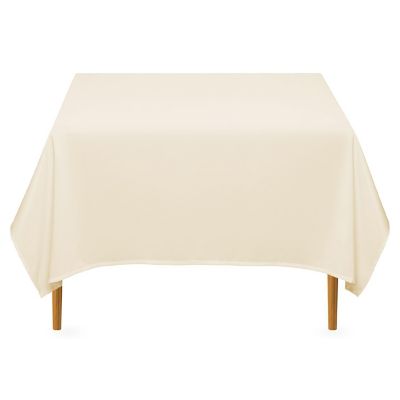 Lann's Linens 10 Pack 70" Square Wedding Banquet Polyester Fabric Tablecloth - Ivory Image 1