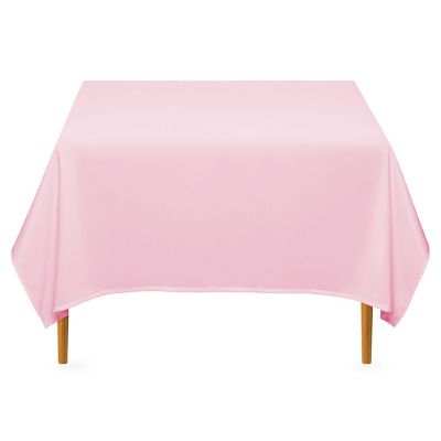 Lann's Linens 10 Pack 70" Square Wedding Banquet Polyester Fabric Tablecloth - Pink Image 1