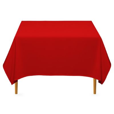 Lann's Linens 10 Pack 70" Square Wedding Banquet Polyester Fabric Tablecloth - Red Image 1