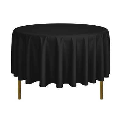 Lann's Linens 10 Pack 90" Round Wedding Banquet Polyester Fabric Tablecloths - Black Image 1