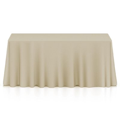 Lann's Linens 10 Pack 90" x 156" Rectangular Wedding Banquet Polyester Tablecloths - Beige Image 1