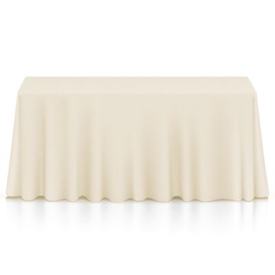 Lann's Linens 10 Pack 90" x 156" Rectangular Wedding Banquet Polyester Tablecloths - Ivory Image 1