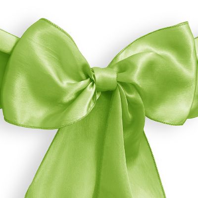 Lann's Linens 10 Satin Wedding Chair Cover Bow Sashes - Ribbon Tie Back Sash - Lime Green Image 1