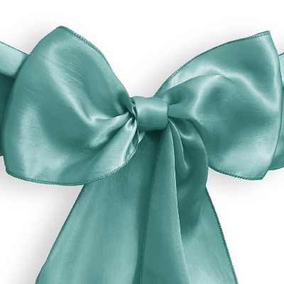 Lann's Linens 10 Satin Wedding Chair Cover Bow Sashes - Ribbon Tie Back Sash - Turquoise Image 1