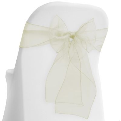 Lann's Linens 100 Organza Wedding Chair Cover Bow Sashes - Ribbon Tie Back Sash - Ivory Image 1