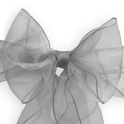 Lann's Linens 100 Organza Wedding Chair Cover Bow Sashes - Ribbon Tie Back Sash - Silver Image 1