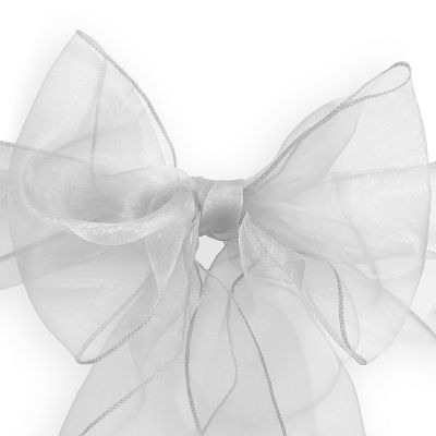 Lann's Linens 100 Organza Wedding Chair Cover Bow Sashes - Ribbon Tie Back Sash - White Image 1