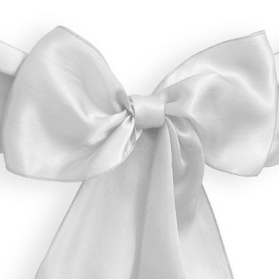 Lann's Linens 100 Satin Wedding Chair Cover Bow Sashes - Ribbon Tie Back Sash - White Image 1