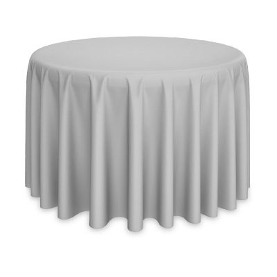 Lann's Linens 108" Round Wedding Banquet Polyester Fabric Tablecloth - Silver Image 1