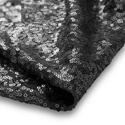 Lann's Linens 12x108 Black Sequin Sparkly Table Runner Glitter Tablecloth Cover Wedding Party Image 2