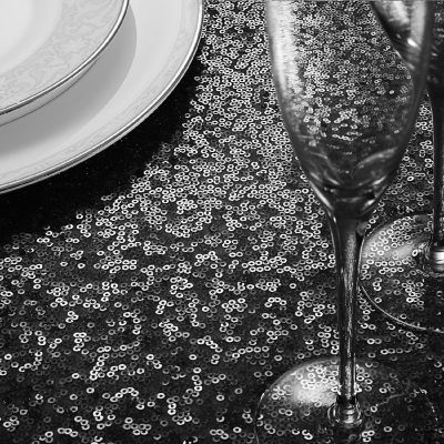 Lann's Linens 12x108 Black Sequin Sparkly Table Runner Glitter Tablecloth Cover Wedding Party Image 3