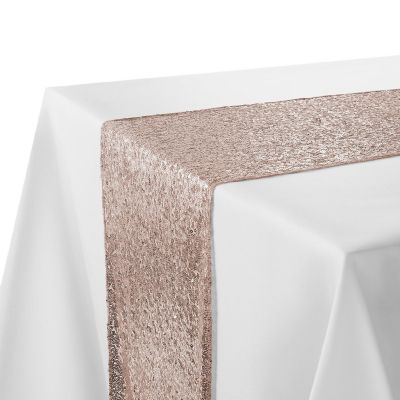 Lann's Linens 12x108 Rose Gold Sequin Sparkly Table Runner Tablecloth Cover Wedding Party Image 1