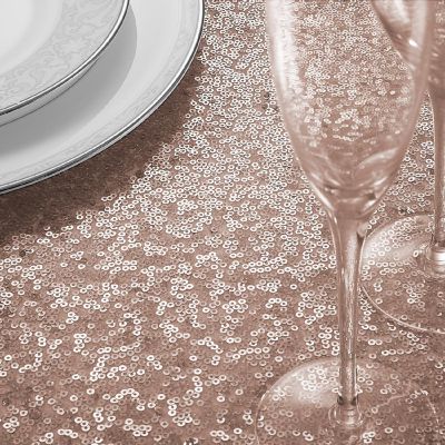 Lann's Linens 12x108 Rose Gold Sequin Sparkly Table Runner Tablecloth Cover Wedding Party Image 3