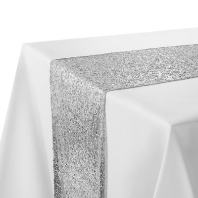 Lann's Linens 12x108 Silver Sequin Sparkly Table Runner Glitter Tablecloth Cover Wedding Party Image 1