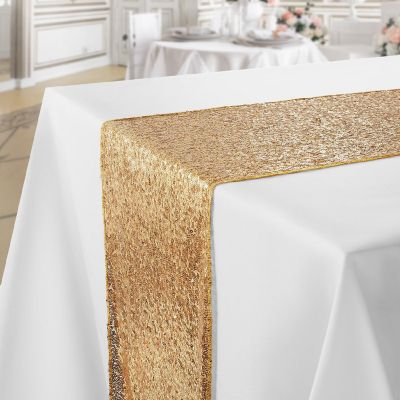 Lann's Linens 12x72 Gold Sequin Sparkly Table Runner Glitter Tablecloth Cover Wedding Party Image 1