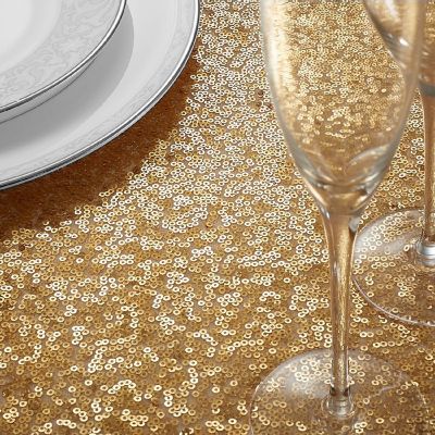 Lann's Linens 12x72 Gold Sequin Sparkly Table Runner Glitter Tablecloth Cover Wedding Party Image 3