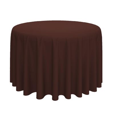 Lann's Linens 132" Round Wedding Banquet Polyester Fabric Tablecloth - Chocolate Brown Image 1