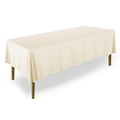 Lann's Linens 20 Pack 60" x 126" Rectangular Wedding Banquet Polyester Tablecloths - Ivory Image 1