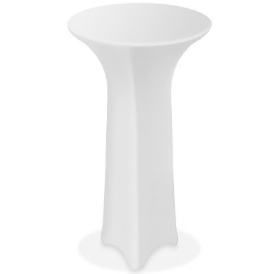 Lann's Linens 30" Round Highboy Cocktail Table Cover, Stretch Spandex Fitted White Tablecloth Image 1