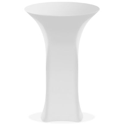 Lann's Linens 30" Round Highboy Cocktail Table Cover, Stretch Spandex Fitted White Tablecloth Image 1