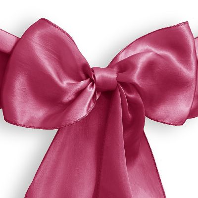 Lann's Linens 30 Satin Wedding Chair Cover Bow Sashes - Ribbon Tie Back Sash - Fuchsia Image 1