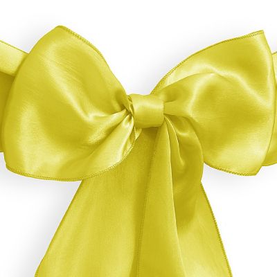 Lann's Linens 30 Satin Wedding Chair Cover Bow Sashes - Ribbon Tie Back Sash - Yellow Image 1